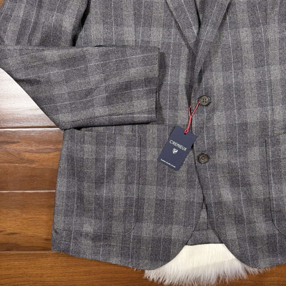 Cremieux Vitale Barberis Canonico‎ Size Medium Wool Woolen Flannel Blazer Jacket - Picture 3 of 12